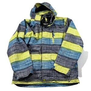 Ripzone Mens Striped Ski Snowboard Jacket Waterproof Yellow Blue Core 5000mm M